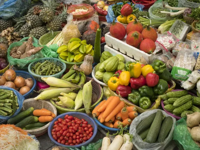 Framed Print : Vietnam, Hanoi, Old Quarter. A variety of fruits and vegetables for sale Framed Print : Vietnam, Hanoi, Old Quarter. A variety of fruits and vegetables for sale