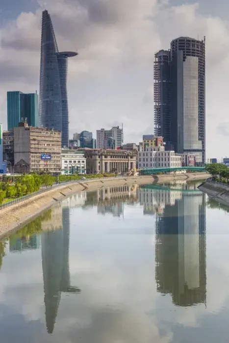 Framed Print : Vietnam, Ho Chi Minh City, city view with Bitexco Tower along the Ben Nghe Canal Framed Print : Vietnam, Ho Chi Minh City, city view with Bitexco Tower along the Ben Nghe Canal