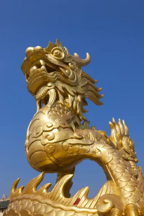 Framed Print : Vietnam, Hue, Hue Imperial City, Golden Dragon statue Framed Print : Vietnam, Hue, Hue Imperial City, Golden Dragon statue