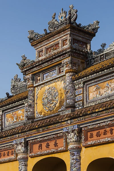 Vietnam, Hue, Hue Imperial City, Truong San Residence, building detail