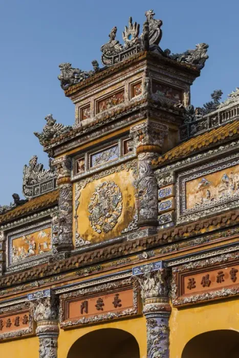 Framed Print : Vietnam, Hue, Hue Imperial City, Truong San Residence, building detail