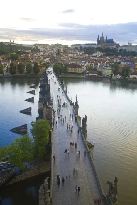 Framed Print : View from 14th Century Old Town Bridge Tower, Karluv Most (Charles Bridge) Historical