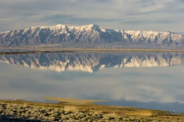 Framed Print : View from Antelope Island Causeway of Great Salt Lake and Northern Wasatch Mountains Framed Print : View from Antelope Island Causeway of Great Salt Lake and Northern Wasatch Mountains