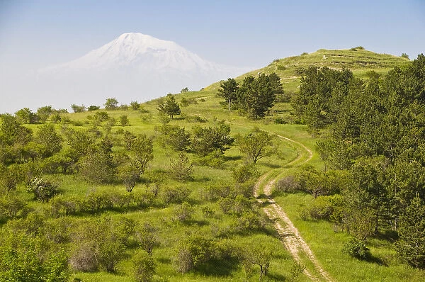 View over the Araratian Plain towards Mount Ararat, Armenia