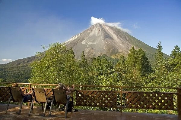 View of the Arenal Volcano from the Arenal Observatory Lodge near La Fortuna, San Carlos