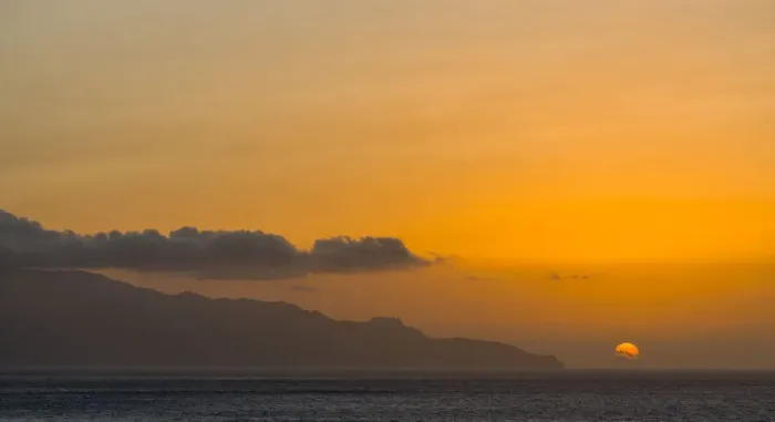 Framed Print : View towards Brava island from Sao Filipe, the capital of the island Framed Print : View towards Brava island from Sao Filipe, the capital of the island