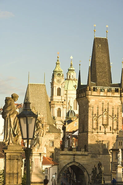 View from Charles Bridge (Karluv most), founded in 1357, Baroque Sculptures from the 18th Century