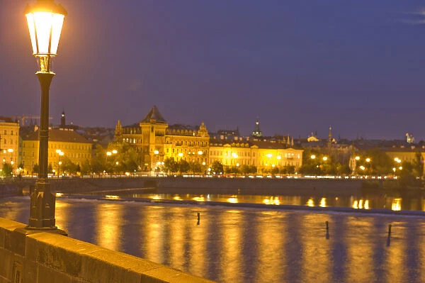 view from Charles Bridge towards Old Town side, Prague, Czech Republic