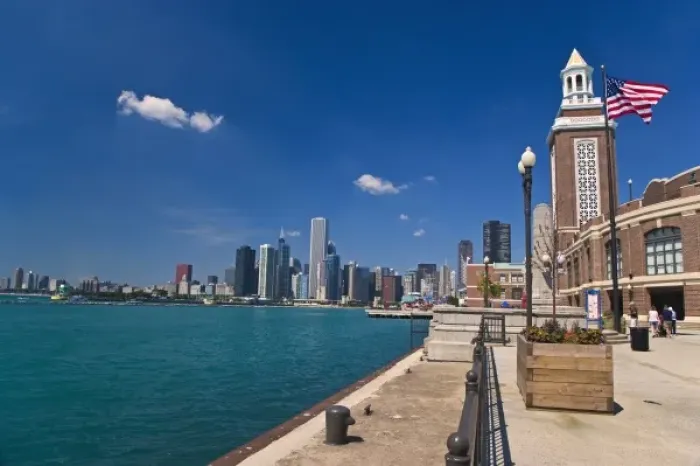 Framed Print : A view of Chicago skyline from Navy Pier Framed Print : A view of Chicago skyline from Navy Pier