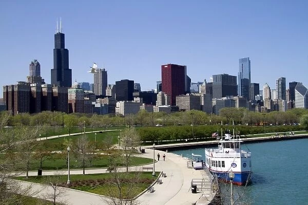 View of the Chicago skyline from the waterfront, Illinois, USA