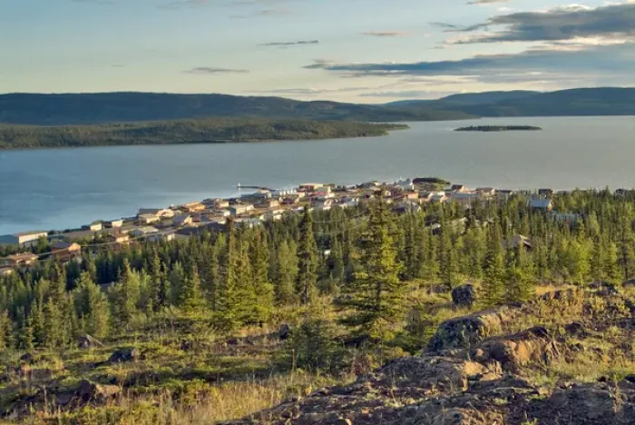 Framed Print : View of Dene tribe village of Lutsel K e on The Great Slave Lake, Northwest Territories Framed Print : View of Dene tribe village of Lutsel K e on The Great Slave Lake, Northwest Territories