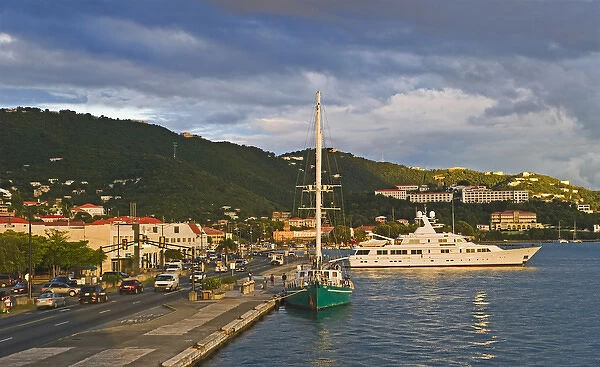 A view dock side of St. Thomas on a warm evening