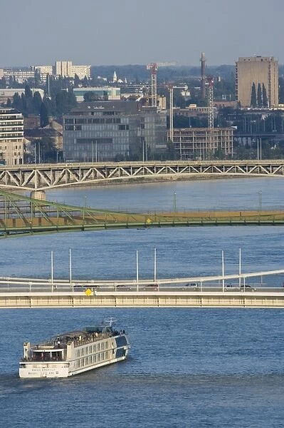 View of the Erzsbet Hid (Elizabeth Bridge), Szabadsag Hid (Liberty Bridge), and Petofi Hid