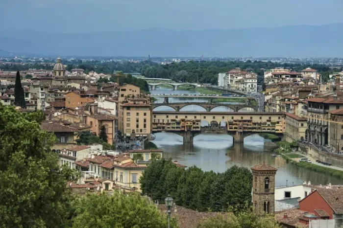 Framed Print : Over view of Florence, Italy with many bridges Framed Print : Over view of Florence, Italy with many bridges