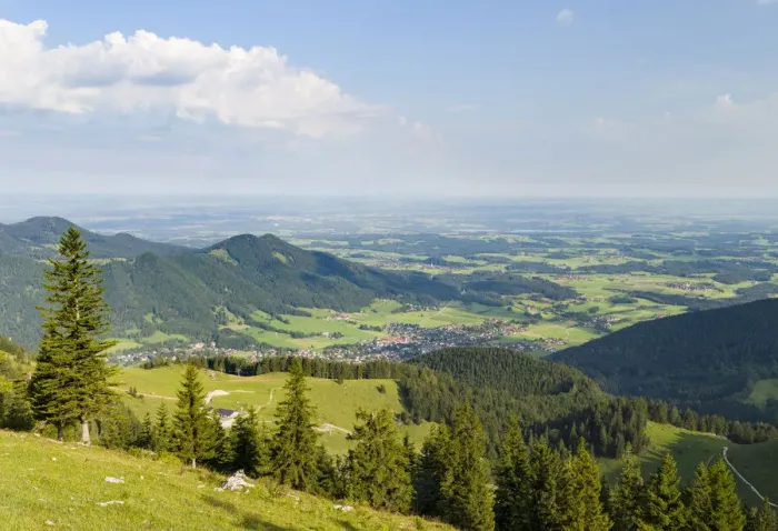 Framed Print : View over the foothills of the Chiemgau Alps and town Aschau in Upper Bavaria