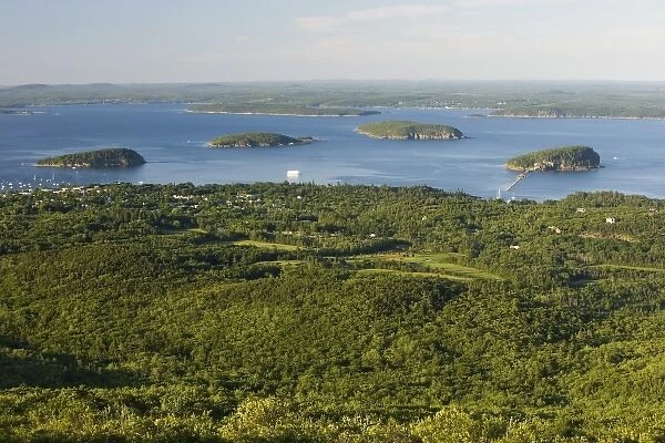 The view of Frenchman Bay from Cadillac Mountain in Maine USA