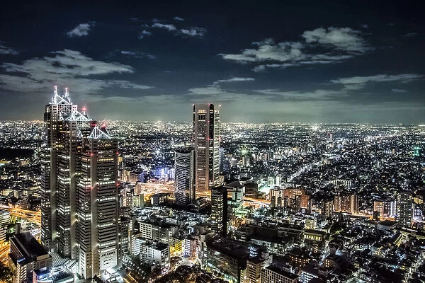 View from the Government Building of Tokyo Japan, cityscape at night