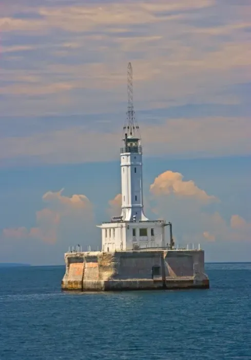 Framed Print : A view of Grays Reef Lighthouse in Northern Lake Michigan; between Sturgeon Bay Framed Print : A view of Grays Reef Lighthouse in Northern Lake Michigan; between Sturgeon Bay
