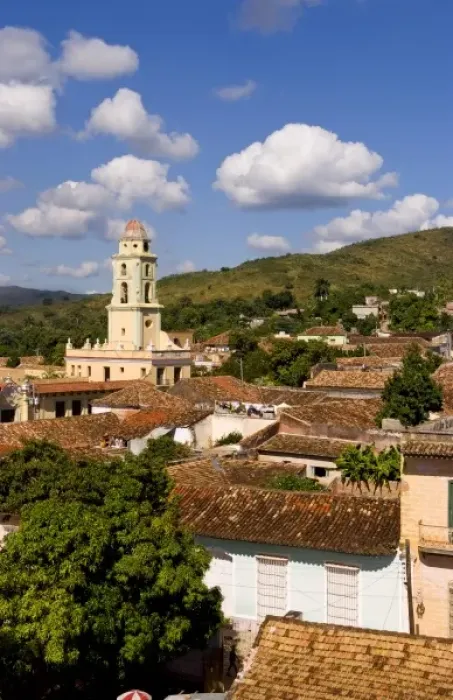 Framed Print : View from above with great clouds of the old Colonial village of Trinidad Cuba buildings Framed Print : View from above with great clouds of the old Colonial village of Trinidad Cuba buildings