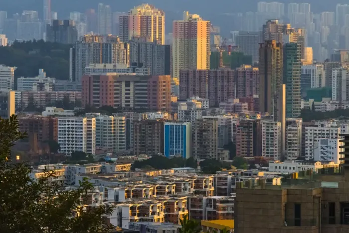 Framed Print : View of high-rise in downtown, Hong Kong, China