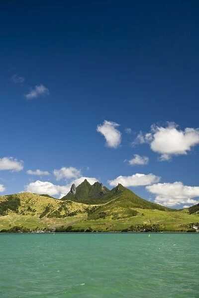View of impressive Lion Mountains in South Mauritius, Africa