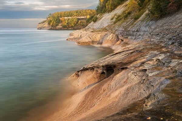 View of Lake Superior coastline in autumn, Pictured Rocks National Lakeshore