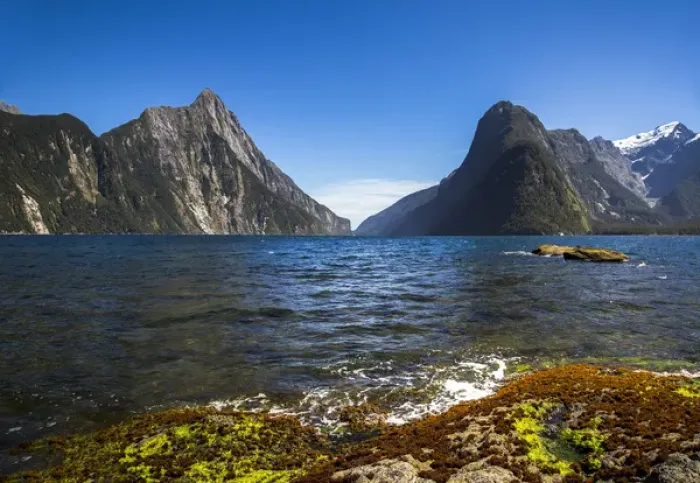 Framed Print : View of Mitre Peak and Milford Sound, South Island, New Zealand Framed Print : View of Mitre Peak and Milford Sound, South Island, New Zealand