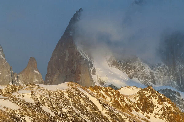 View of Mount Fitzroy near El Chalten at sunrise, Patagonia, Argentina, South America