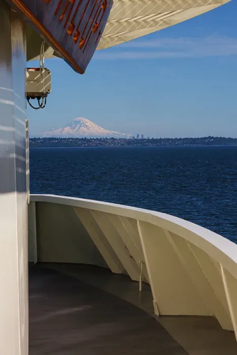 Framed Print : View of Mount Rainier from a Washington State ferry deck Framed Print : View of Mount Rainier from a Washington State ferry deck