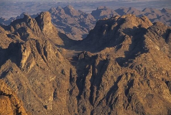 View from Mount Sinai at sunrise, Sinai mountains, Egypt
