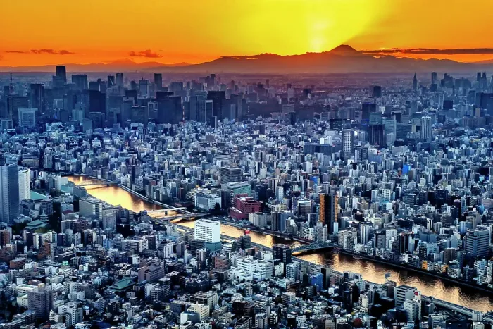 Framed Print : View of Mt. Fuji and Tokyo from the Skytree tower, Tokyo, Japan