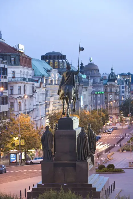 Framed Print : View from National Museum, top of Wenceslas Square, Historical Center of Prague-UNESCO
