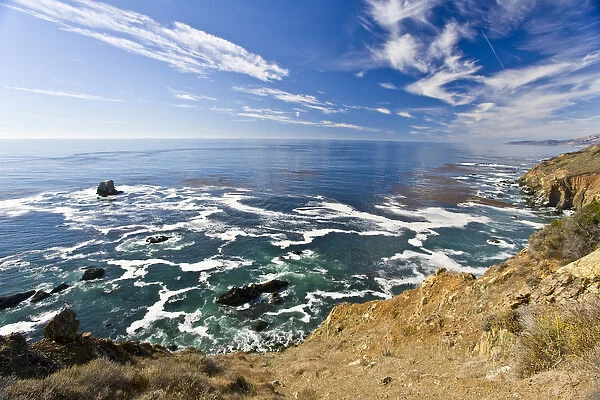 View of ocean south of Carmel near Big Sur, California