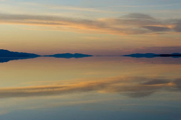 View of Ogden Bay and Fremont Island at Sunset from Antelope Island Causeway, Antelope