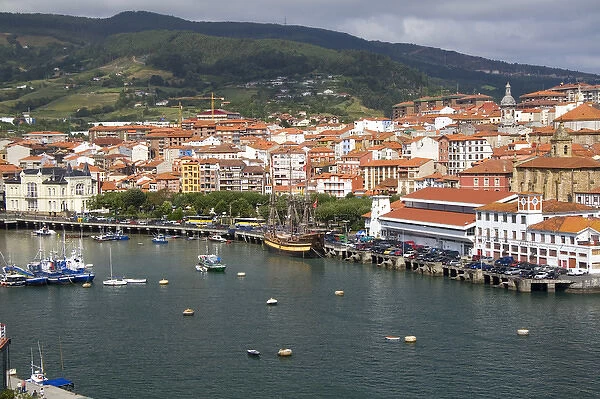 View of the old town and fishing port at Bermeo in the province of Biscay, Basque Country