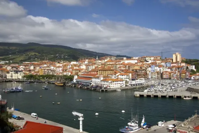 Framed Print : View of the old town and fishing port at Bermeo in the province of Biscay, Basque Country Framed Print : View of the old town and fishing port at Bermeo in the province of Biscay, Basque Country