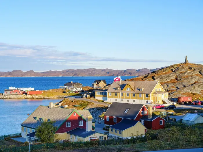Framed Print : View over the old town. Nuuk the capital of Greenland during late autumn, Danish Territory Framed Print : View over the old town. Nuuk the capital of Greenland during late autumn, Danish Territory