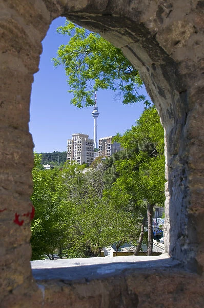 View from Palace of the Shirvanshahs oer city Baku with television tower, Azerbaijan