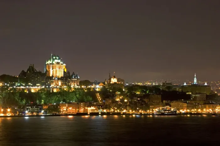 Framed Print : A view of Quebec City and the Chateau Frontenac across the St. Lawrence River at night Framed Print : A view of Quebec City and the Chateau Frontenac across the St. Lawrence River at night