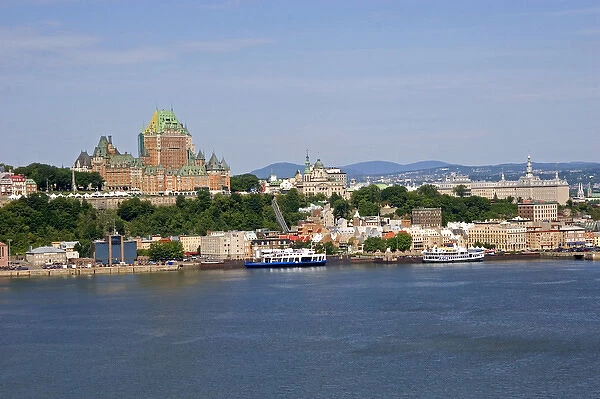 A view of Quebec City and the Chateau Frontenac across the St. Lawrence River, Canada