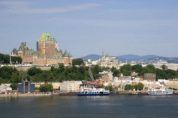 A view of Quebec City and the Chateau Frontenac across the St. Lawrence River, Canada