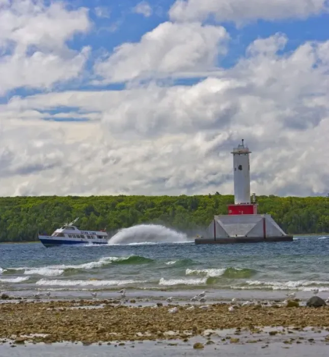 Framed Print : A view of Round Island Passage Light Station Framed Print : A view of Round Island Passage Light Station