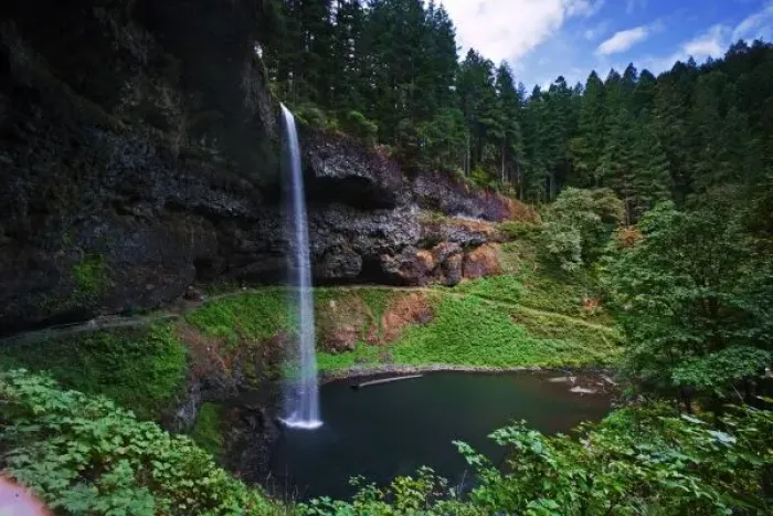 Framed Print : A view of South Falls in Silver Falls State Park in Oregon