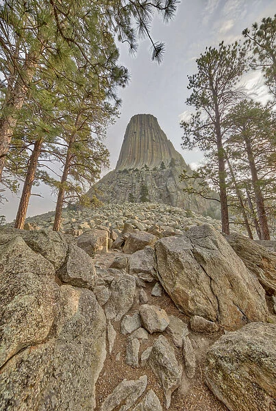 View from the surrounding area of the Devils Tower near Sundance, Wyoming, USA