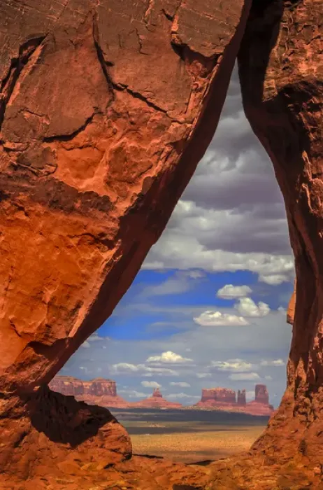 Framed Print : View through the Teardrop Arch into Monument Valley Tribal Park of the Navajo Nation Framed Print : View through the Teardrop Arch into Monument Valley Tribal Park of the Navajo Nation