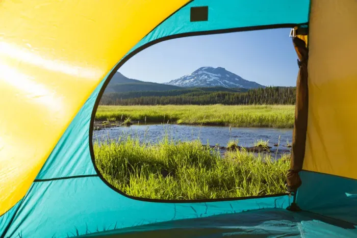 Framed Print : View through Tent, South Sister (Elevation 10, 358 ft. ) Sparks Lake, Three Sisters Wilderness Framed Print : View through Tent, South Sister (Elevation 10, 358 ft. ) Sparks Lake, Three Sisters Wilderness