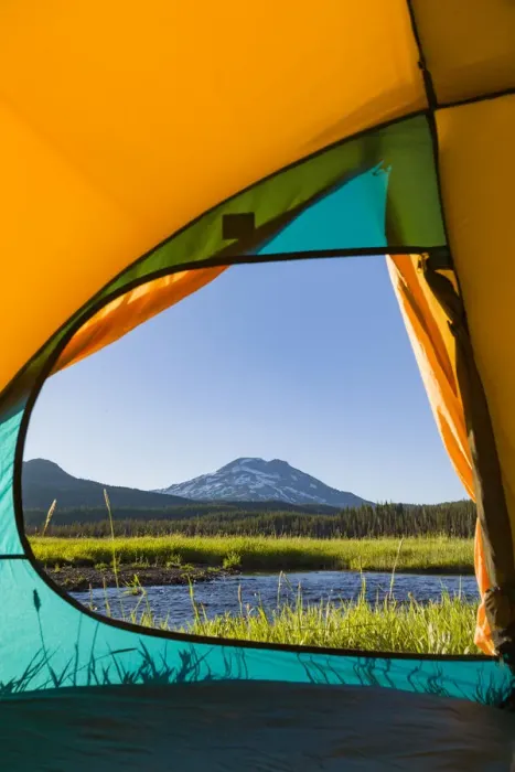Framed Print : View through Tent, South Sister (Elevation 10, 358 ft. ) Sparks Lake, Three Sisters Wilderness Framed Print : View through Tent, South Sister (Elevation 10, 358 ft. ) Sparks Lake, Three Sisters Wilderness
