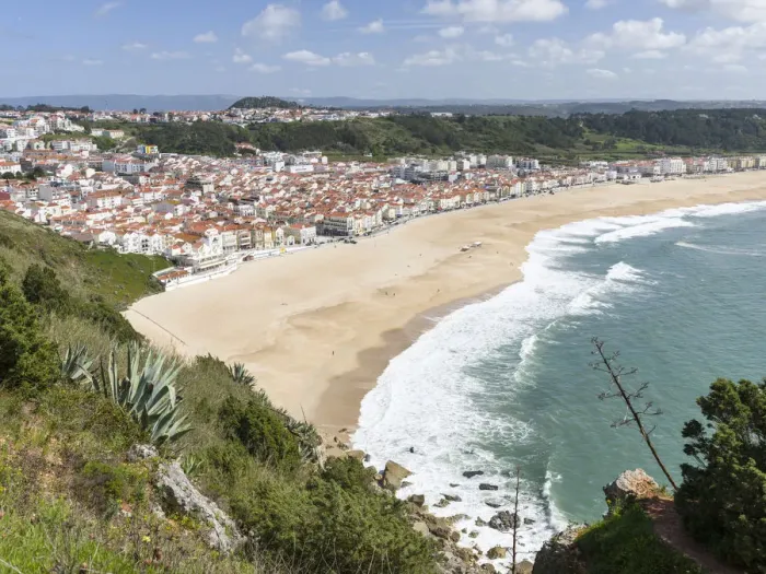 Framed Print : View over town and beach from Sitio. The town Nazare on the coast of the Atlantic Ocean Framed Print : View over town and beach from Sitio. The town Nazare on the coast of the Atlantic Ocean