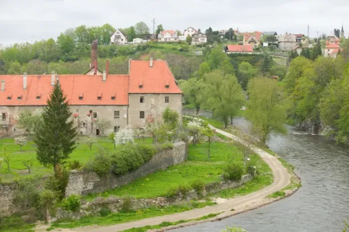 Framed Print : view of town, Czech Republic, Ceske Krumlov, World Heritage Site