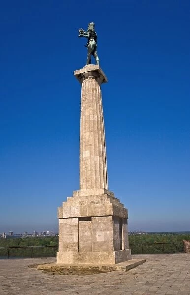A view of Victory Monument at Kalemegdan Fortress in Belgrade Serbia